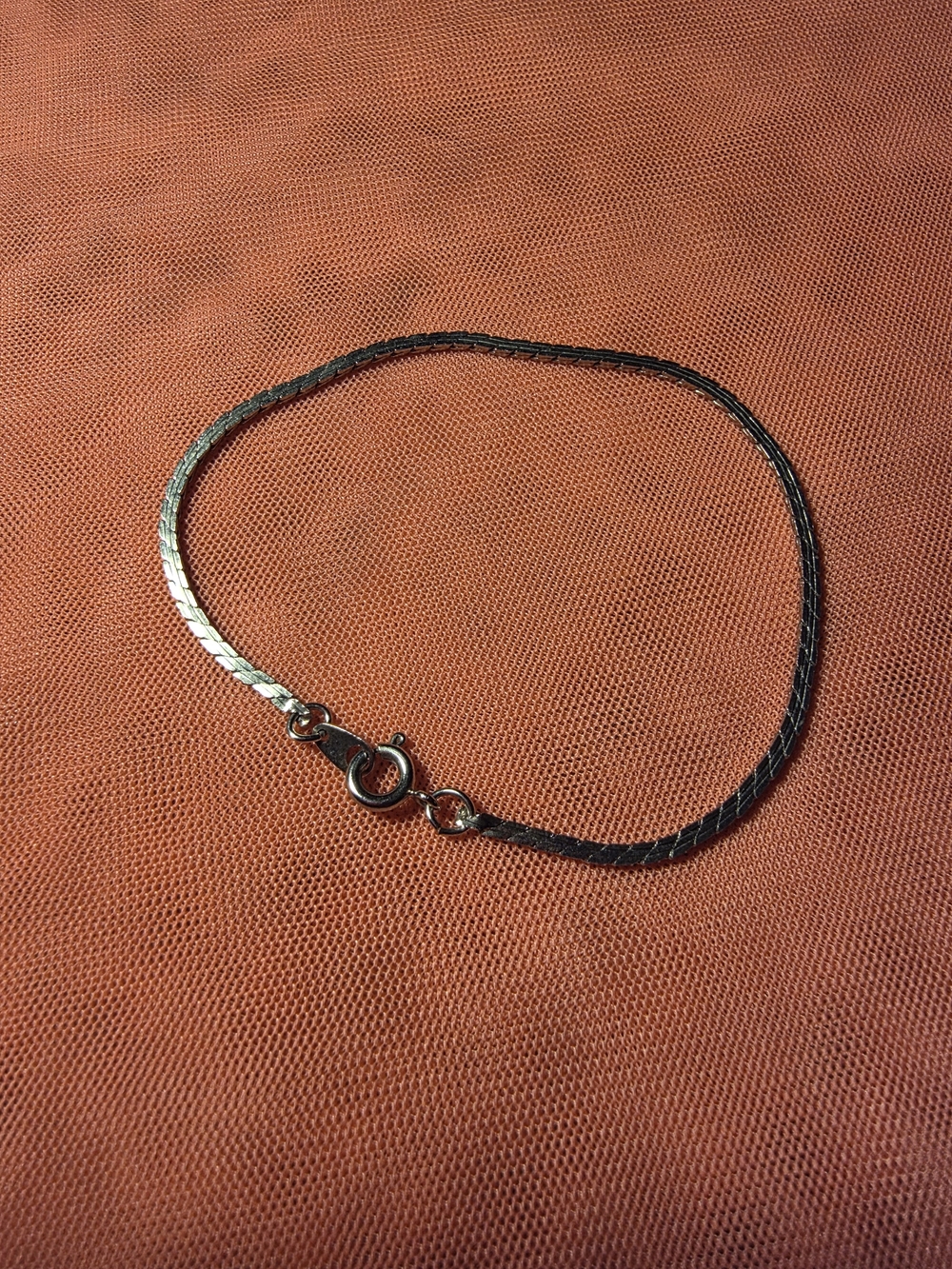 Silver Tone  Herringbone Chain Bracelet